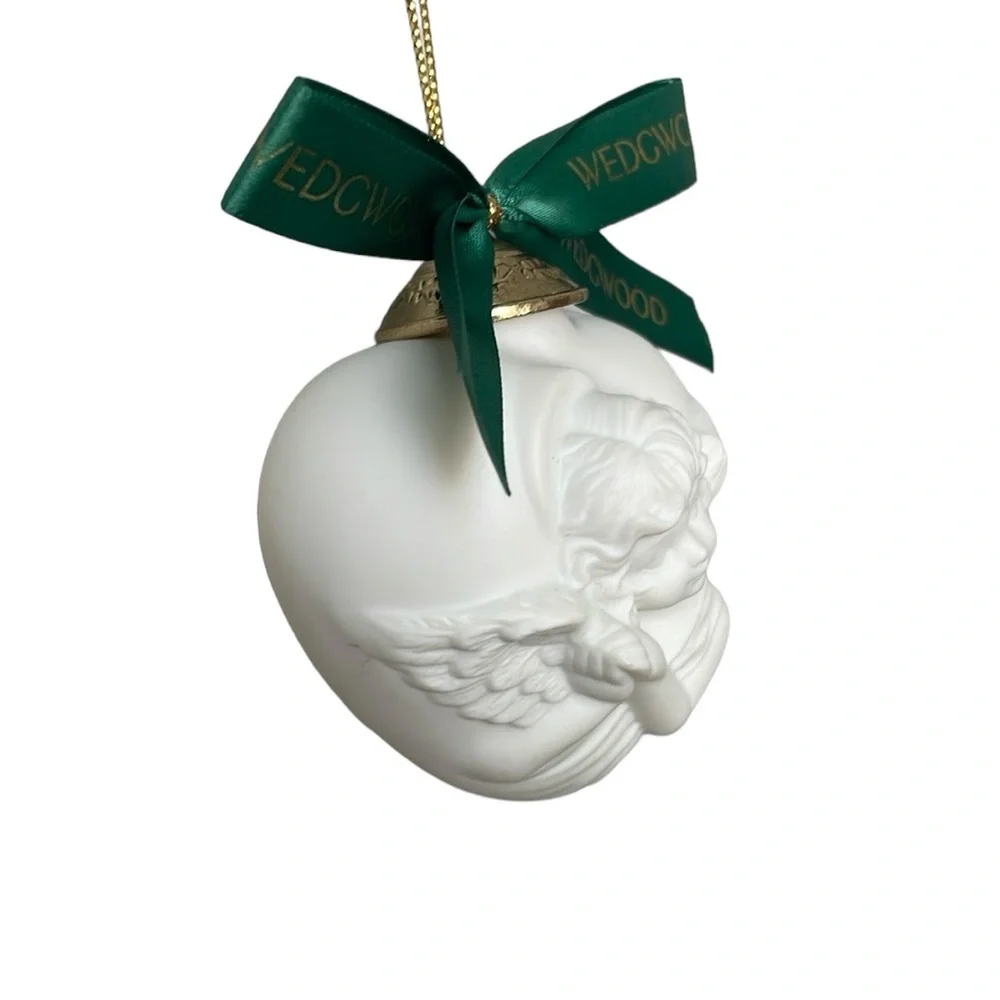 Wedgwood Matte 3D Heart Angel Cherub Ornament Not In Original Box